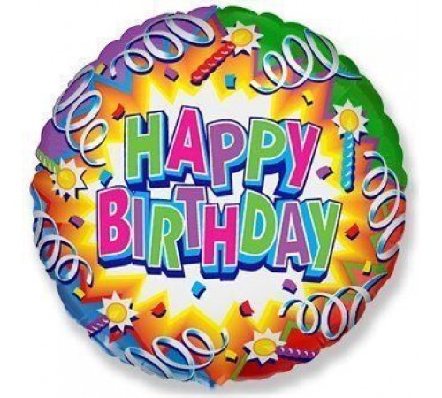 Коло Happy Birthday Серпантин та Свічки Коло Happy Birthday Серпантин та Свічки