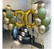Набір кульок На 30 років з золотоми цифрами