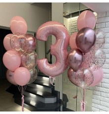Набір кульок На 3 роки з рожевою цифрою