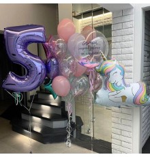 Набір кульок На 5 років з ліловою цифрою