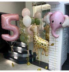 Набір кульок На 5 років з рожевою цифрою