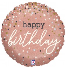 Коло Happy Birthday конфетті рожеве золото