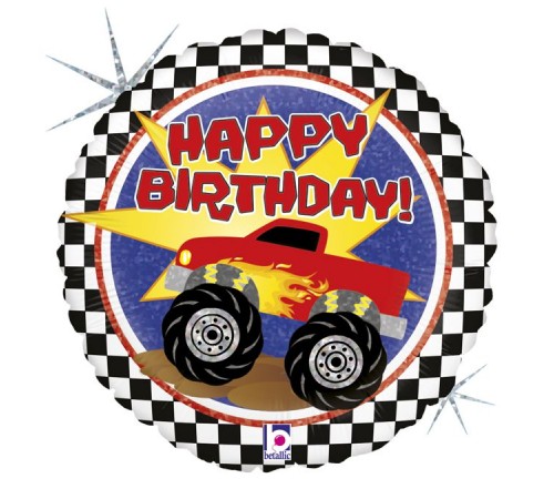 Круг Happy Birthday машина монстр Круг Happy Birthday машина монстр