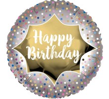 Коло Happy Birthday конфетті сатин біле золото