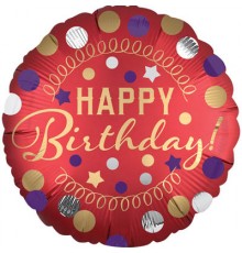 Коло Happy Birthday сатин червоний