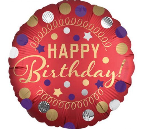 Коло Happy Birthday сатин червоний Коло Happy Birthday сатин червоний