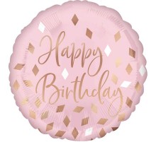 Коло Happy Birthday ромбіки на рожевому