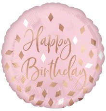 Коло Happy Birthday ромбіки на рожевому