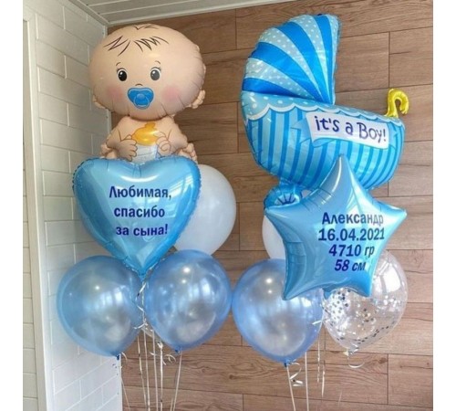 Набір кульок на виписку для хлопчика 53 Набір кульок на виписку для хлопчика 53