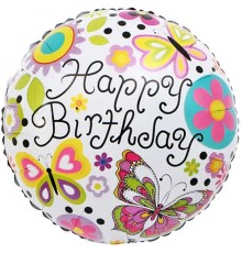 Кулька Коло Happy Birthday метелики квіточки
