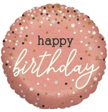 Кулька Коло Happy Birthday кружечки рожеве золото