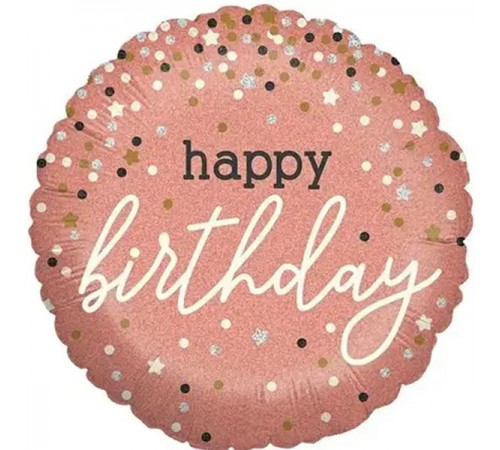 Кулька Коло Happy Birthday кружечки рожеве золото Кулька Коло Happy Birthday кружечки рожеве золото