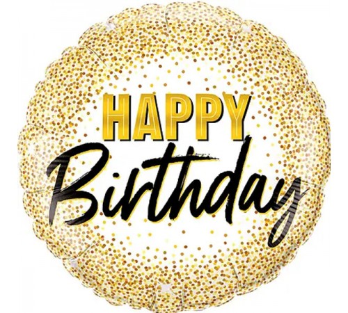 Кулька Коло Happy Birthday золоті крапки Кулька Коло Happy Birthday золоті крапки