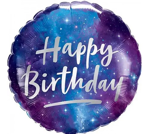 Кулька Коло Happy Birthday синій космос Кулька Коло Happy Birthday синій космос