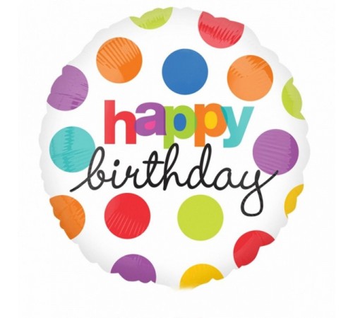 Кулька Коло Happy Birthday кружечки кольорові Кулька Коло Happy Birthday кружечки кольорові