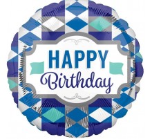 Кулька Коло Happy Birthday сині ромбики