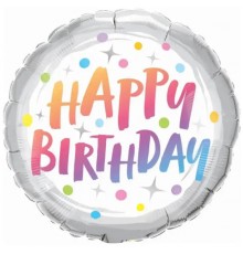 Кулька Коло Happy Birthday кольорове срібло