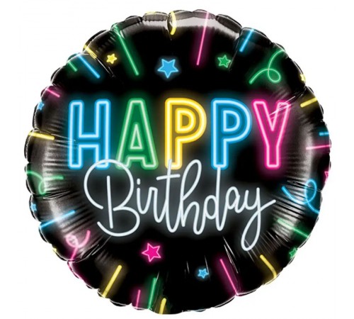 Кулька Коло Happy Birthday чорний неон Кулька Коло Happy Birthday чорний неон
