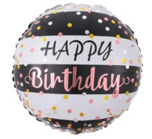 Кулька Коло Happy Birthday чорно-біло-рожева