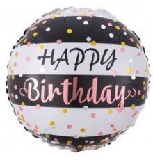 Кулька Коло Happy Birthday чорно-біло-рожева