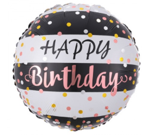Кулька Коло Happy Birthday чорно-біло-рожева Кулька Коло Happy Birthday чорно-біло-рожева